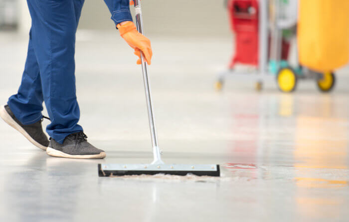 How do you clean white commercial vinyl flooring?